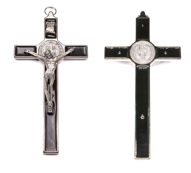 St. Benedict Crucifix - 7.5" Black Enamel