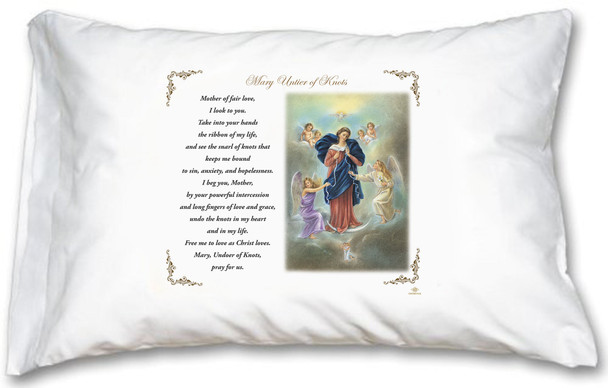 Mary Untier of Knots Pillow Case - English Prayer Mary Untier of Knots Pillow Case - English Prayer
