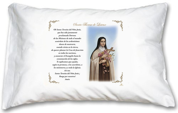 St. Therese of Lisieux 'Little Flower' Pillow Case - Spanish Prayer