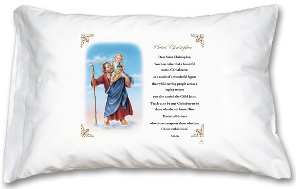 St. Christopher Pillow Case - English Prayer St. Christopher Pillow Case - English Prayer