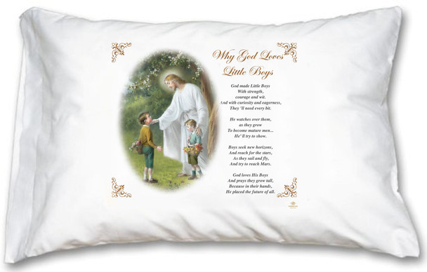 Why GOD Loves Little Boys Pillow Case - English Prayer