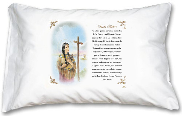 St. Kateri Tekakwitha Pillow Case - Spanish Prayer