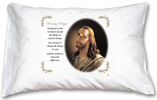 Serenity Prayer Head of Christ Pillow Case - English Prayer