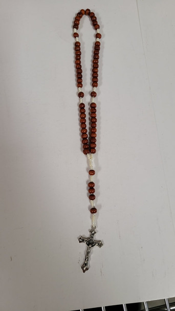 Wood Bead Corded Rosary