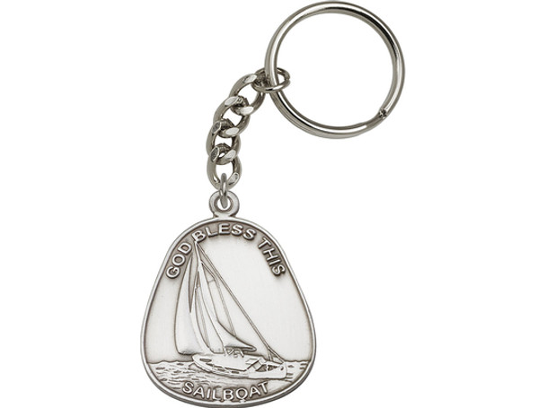 God Bless This Sailboat Key Chain