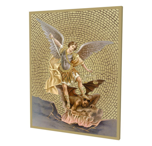 Saint Michael Gold Foil Mosaic Plaque