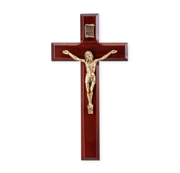 Dark Cherry Wood Wall Crucifix, 7"