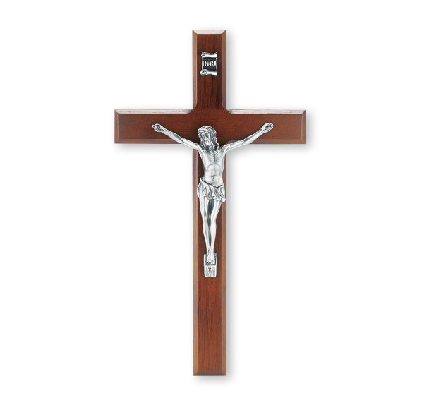 Walnut Wood Wall Crucifix, 10" Walnut Wood Wall Crucifix, 10"