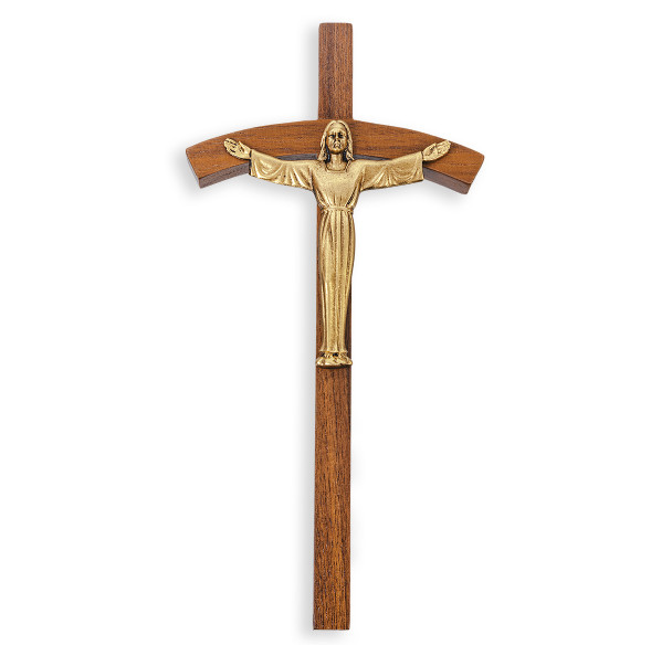 Genuine Walnut Wood Risen Wall Cross, 8"