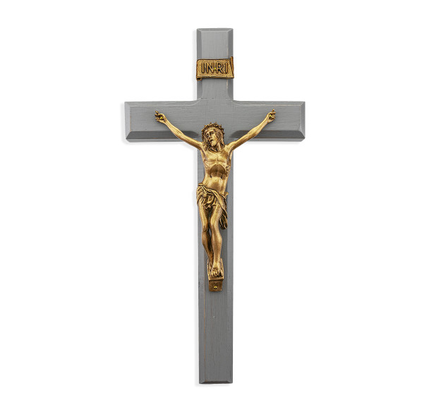 Camtry Gray Wood Wall Crucifix, 12"