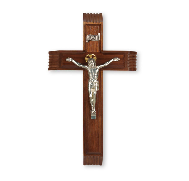 Walnut Wood Sick Call Crucifix, 12"