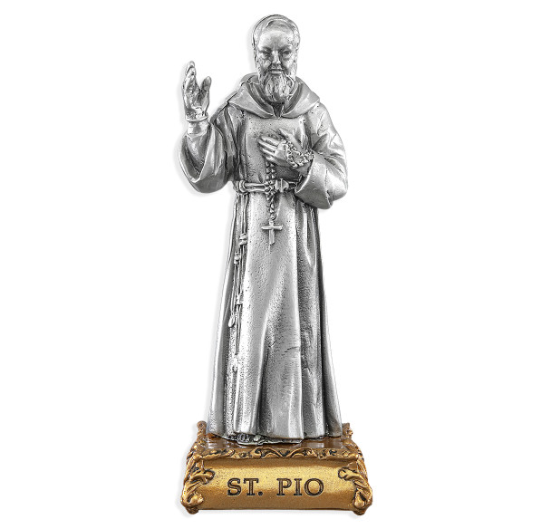 St. Padre Pio Pewter Statue