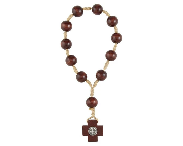St. Benedict One Decade Door Knob Brown Bead Rosary