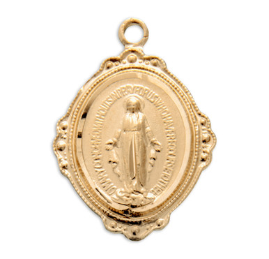 Gold Over Sterling Silver Miraculous Medal with Fancy Border - Catholic ...