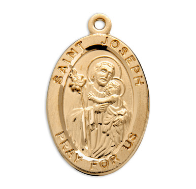 Patron Saint Joseph Oval Gold Over Sterling Silver Medal - Catholic ...
