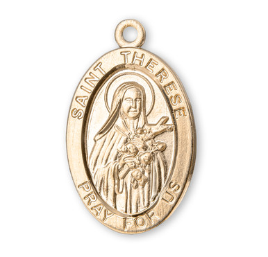 Patron Saint THerese of Lisieux Oval Gold Over Sterling Silver Medal ...