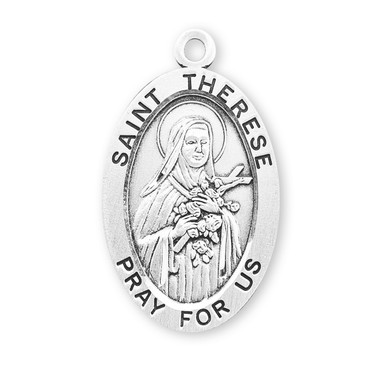 Patron Saint Therese of Lisieux Oval Sterling Silver Medal - Catholic ...