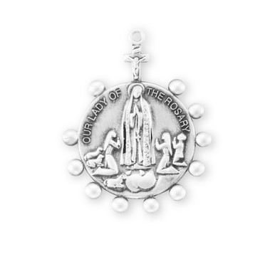 Our Lady of the Rosary Round Sterling Silver Medal - Catholic Online