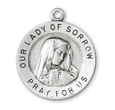 Our Lady of Sorrows Round Sterling Silver Medal - Catholic Online ...