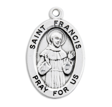 Patron Saint Francis Assisi Oval Sterling Silver Medal - Catholic ...