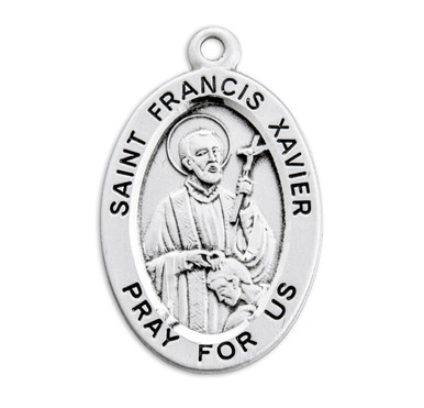 Patron Saint Francis Xavier Oval Sterling Silver Medal - Catholic ...