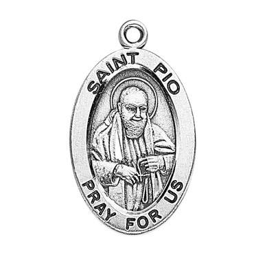 Patron Saint Padre Pio Oval Sterling Silver Medal - Catholic Online ...