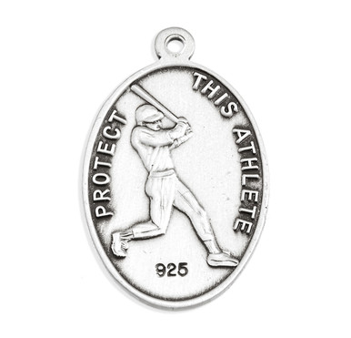 Saint Christopher Oval Sterling Silver Baseball Male Athlete Medal ...