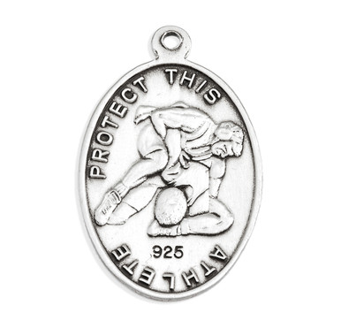 Saint Christopher Oval Sterling Silver Wrestling Male Athlete Medal ...