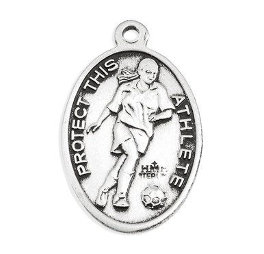 Saint Christopher Oval Sterling Silver Female Soccer Athlete Medal ...
