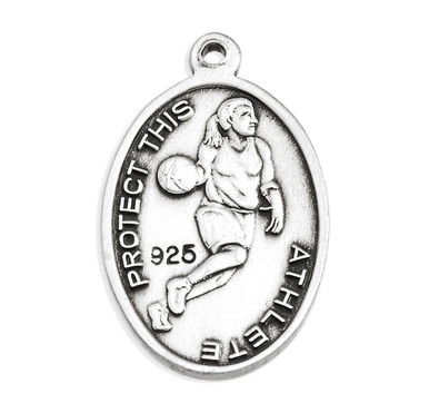 Saint Christopher Oval Sterling Silver Female Basketball Athlete Medal ...