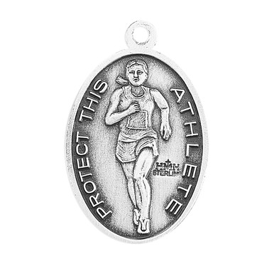 Saint Sebastian Oval Sterling Silver Female Track Athlete Medal ...