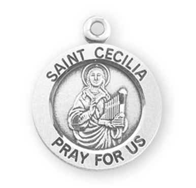 Patron Saint Cecilia Round Sterling Silver medal - Catholic Online ...