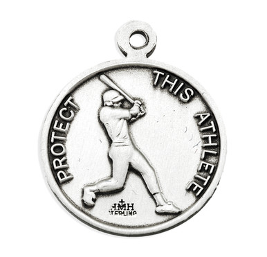 Saint Christopher Round Sterling Silver Baseball Male Athlete Medal ...