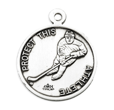 Saint Christopher Round Sterling Silver Hockey Male Athlete Medal ...