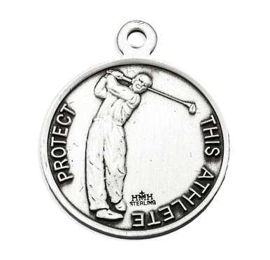 Saint Christopher Round Sterling Silver Golf Male Athlete Medal ...
