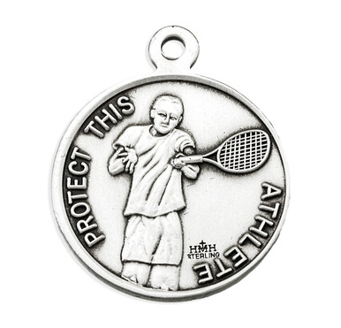 Saint Christopher Round Sterling Silver Tennis Male Athlete Medal ...