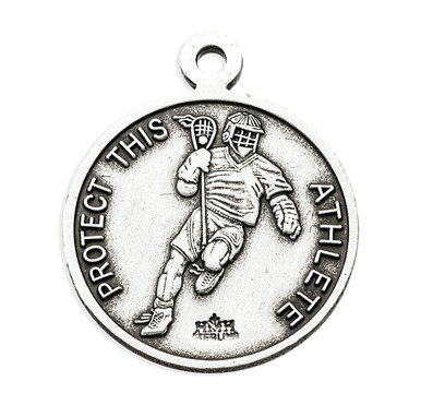 Saint Christopher Round Sterling Silver Lacrosse Male Athlete Medal ...