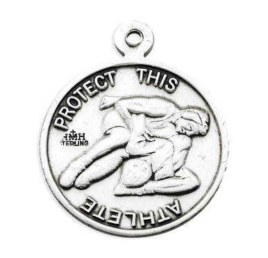 Saint Christopher Round Sterling Silver Wrestling Male Athlete Medal ...