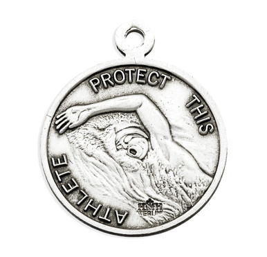 Saint Sebastian Round Sterling Silver Swimming Male Athlete Medal ...