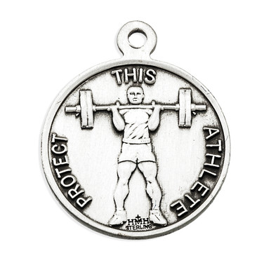 Saint Sebastian Round Sterling Silver weightlifting Male Athlete Medal ...