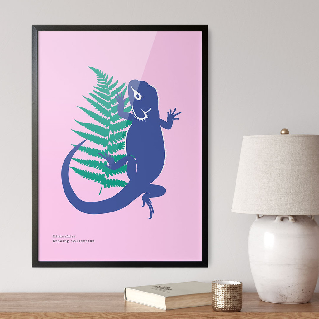 Wild Life, Minimalist Drawing Collection, Blue Iguana