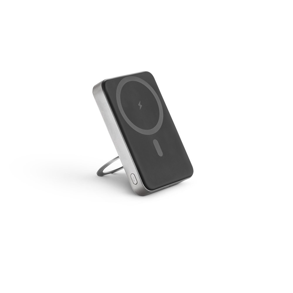 WARSHEL 10. Μαγνητικό power bank 10'000 mAh με ασύρματο φορτιστή 15W superfast από ανακυκλωμένο ABS (100% rABS) με βάση στήριξης
