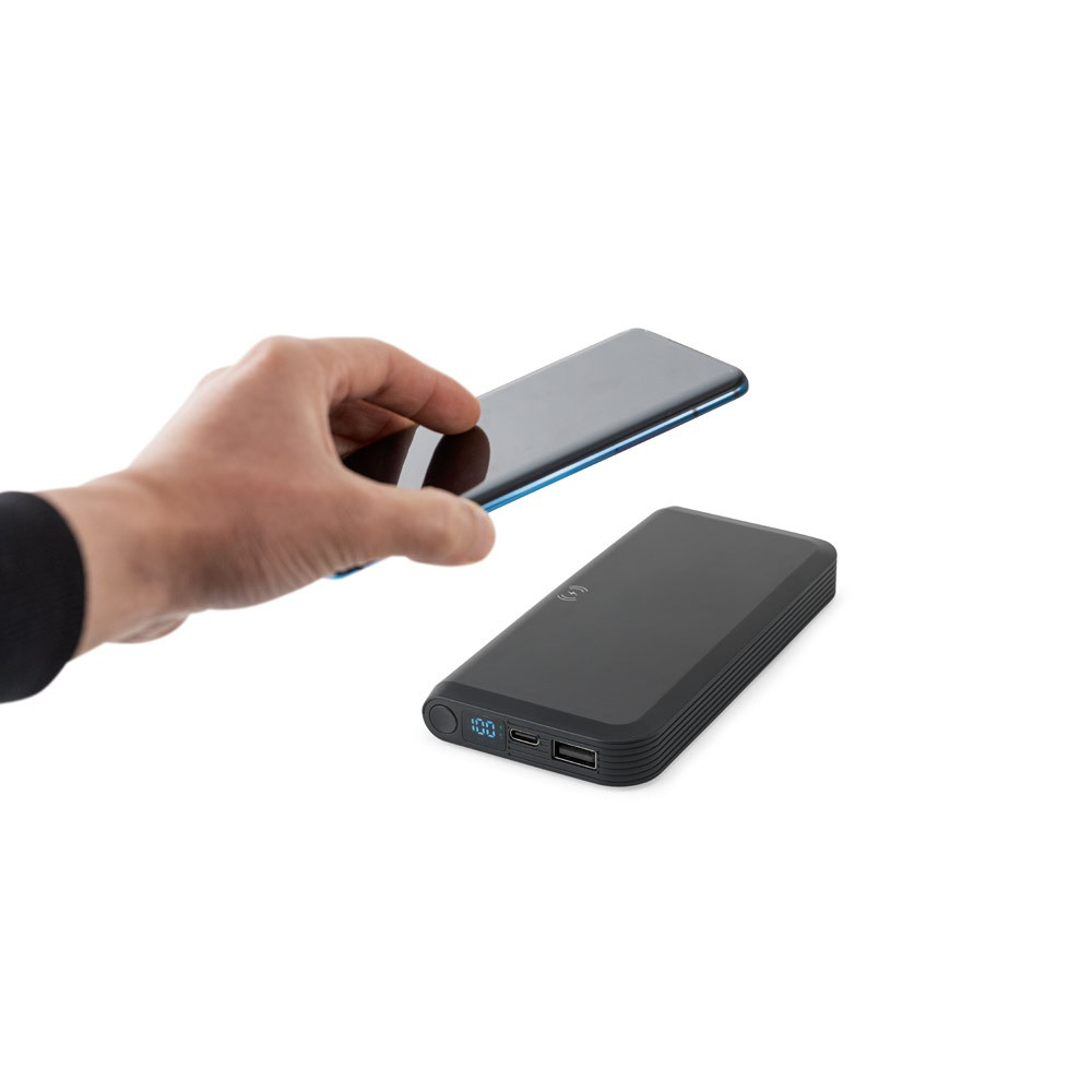 BECKER 10. Power bank 10'000 mAh από ανακυκλωμένο ABS (100% rABS) με ασύρματο φορτιστή 15W