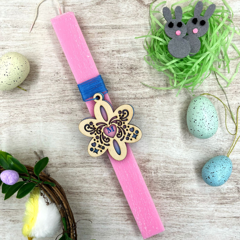 Λαμπάδα Flower with Monogram