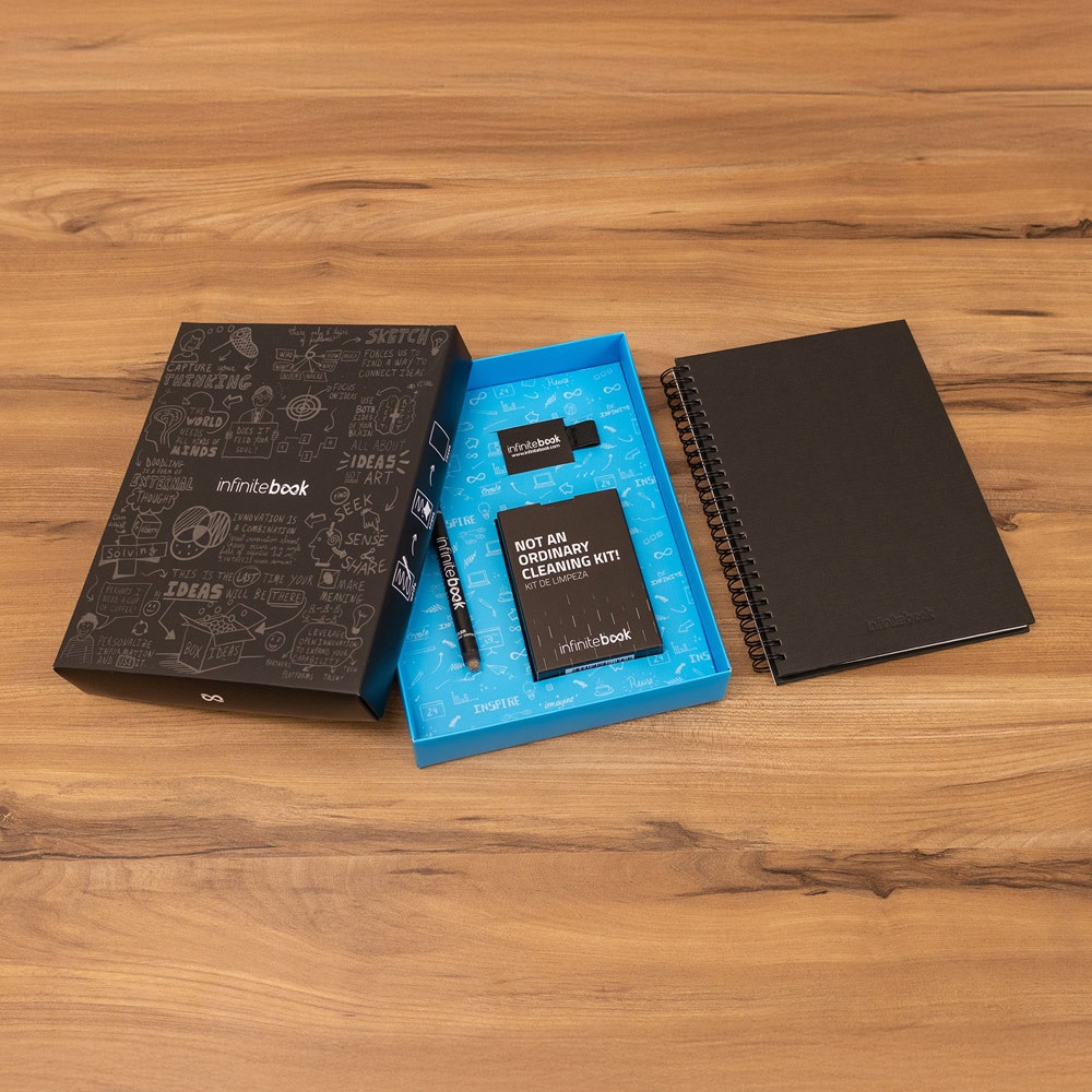 STARTER KIT INFINITEBOOK A5 PLANNER TEXTURE. Σετ που περιλαμβάνει το "Infinitebook" με σκληρό εξώφυλλο, 1 σετ καθαρισμού, 1 μαρκαδόρο και 1 θήκη στυλό
