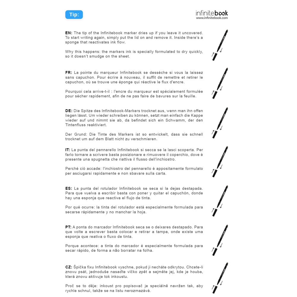 STARTER KIT INFINITEBOOK. Σετ "Infinitebook" με σκληρό εξώφυλλο, 1 σετ καθαρισμού, 1 μαρκαδόρο και 1 θήκη στυλό