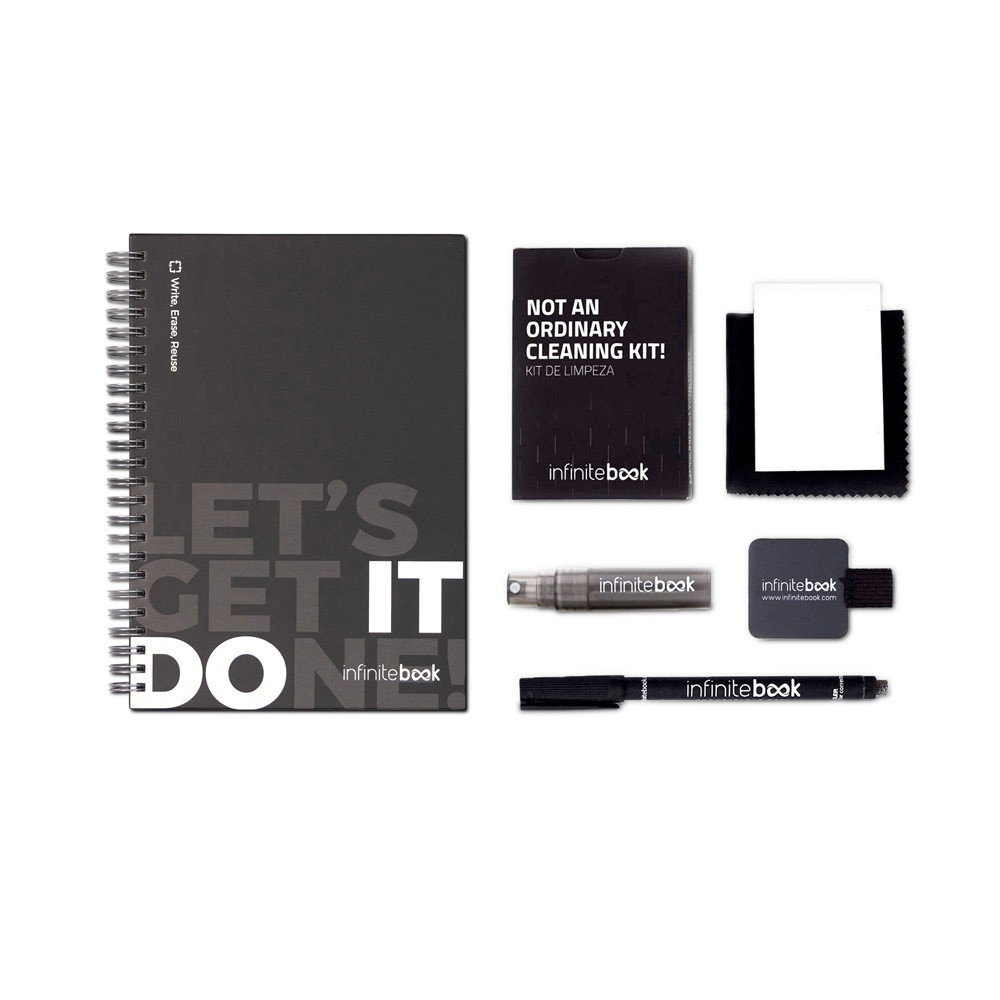 STARTER KIT INFINITEBOOK. Σετ "Infinitebook" με σκληρό εξώφυλλο, 1 σετ καθαρισμού, 1 μαρκαδόρο και 1 θήκη στυλό