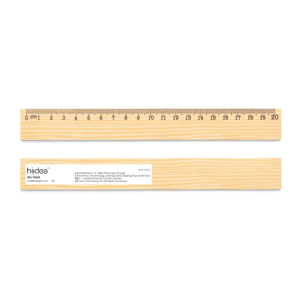 WESLEY 20. Χάρακας από ξύλο πεύκου με κλίμακα 20 cm