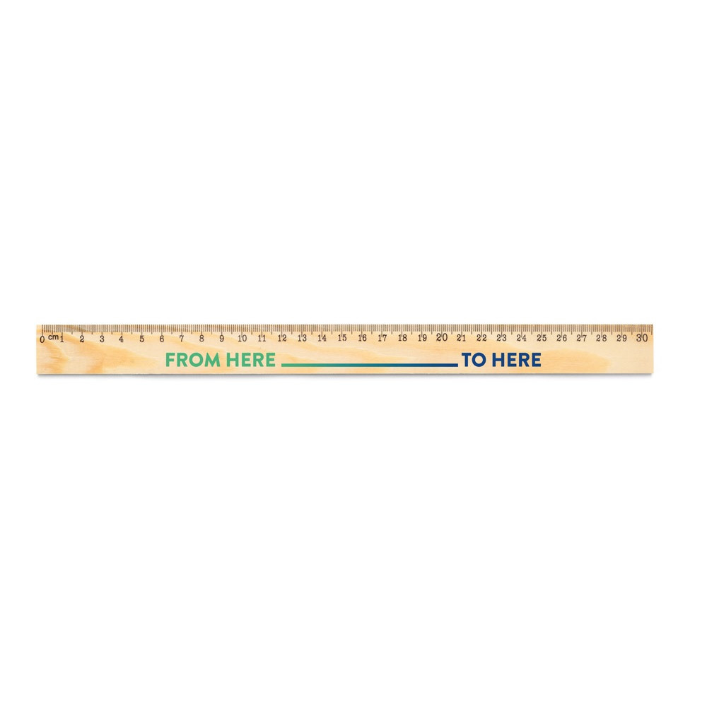 WESLEY 30. Χάρακας από ξύλο πεύκου με κλίμακα 30 cm