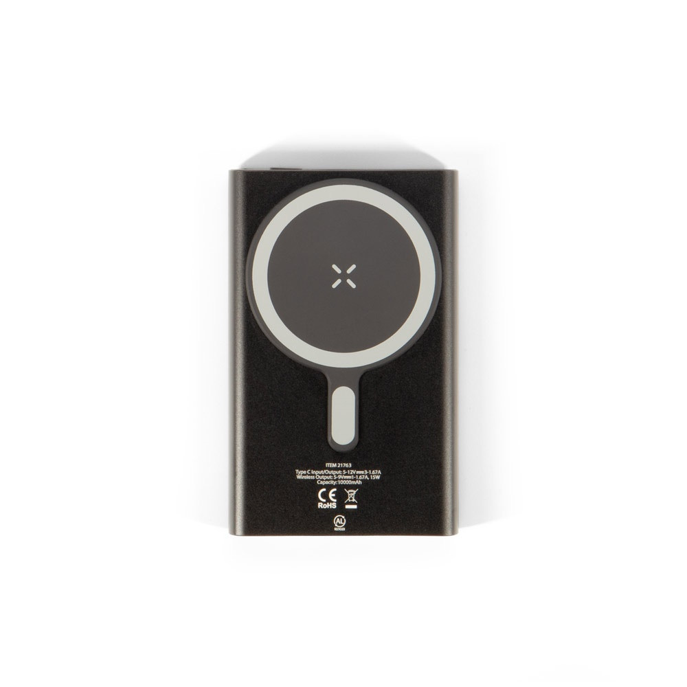WRIGHT 10. Μαγνητικό power bank με εξαιρετικά γρήγορη φόρτιση από ανακυκλωμένο αλουμίνιο και ανακυκλωμένο ABS 10'000 mAh